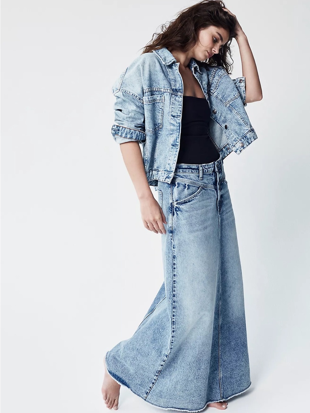 Free People We The Free Come As You Are Denim Maxi Skirt